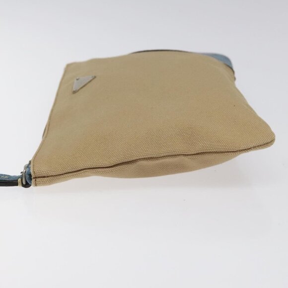 PRADA Clutch Bag Canvas Beige Silver Auth BD1747 - Picture 4 of 16